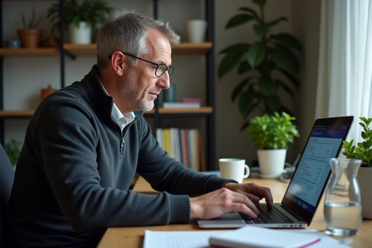Homme gérant un prélèvement automatique sur l'application en ligne du Crédit Agricole