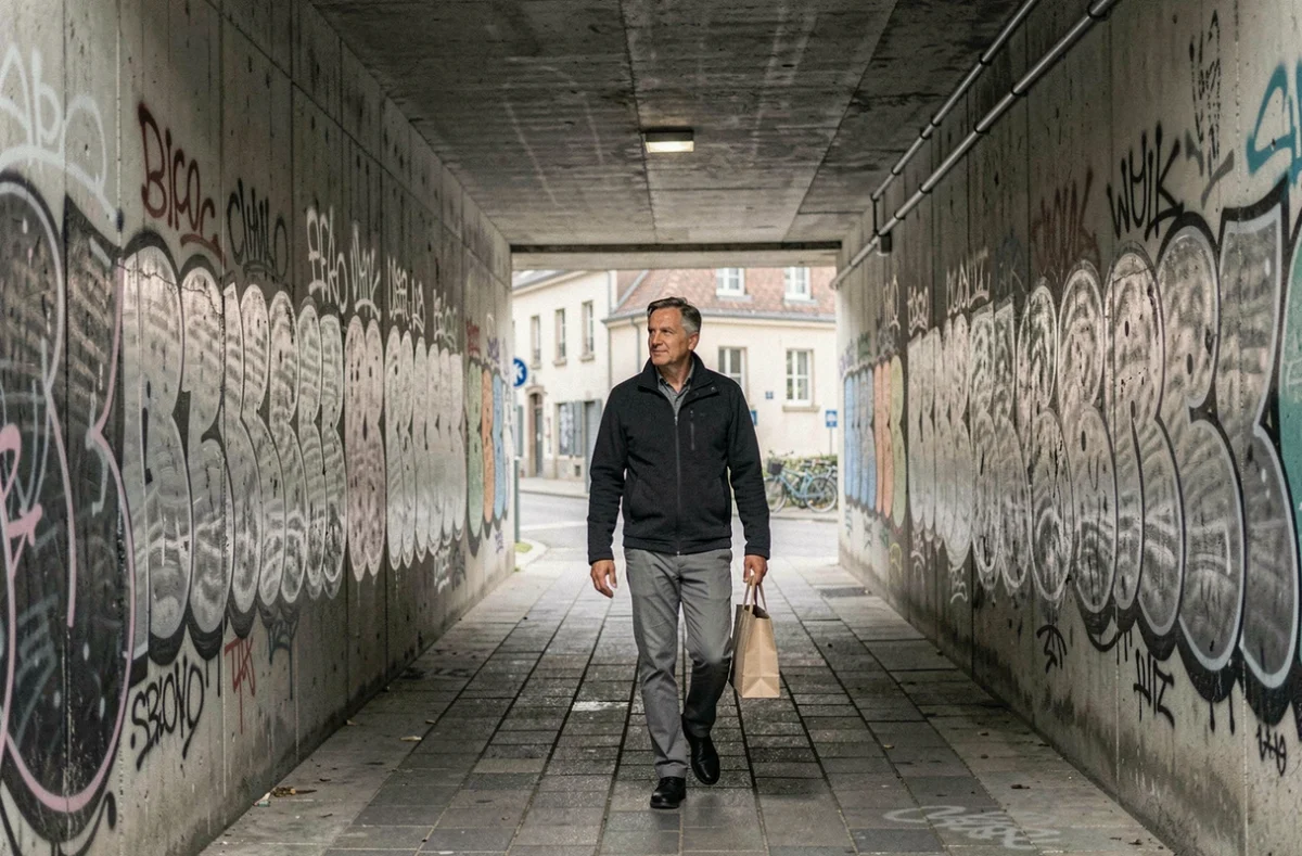 Passage souterrain tagué dans un quartier de Blois illustrant l'ambiance urbaine à surveiller